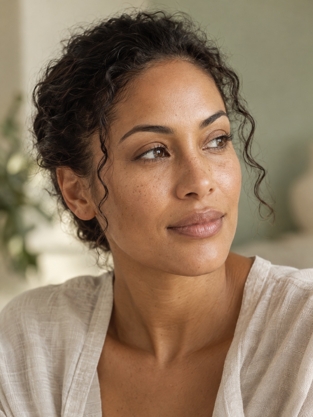 AI-generated editorial portrait showing natural skin texture